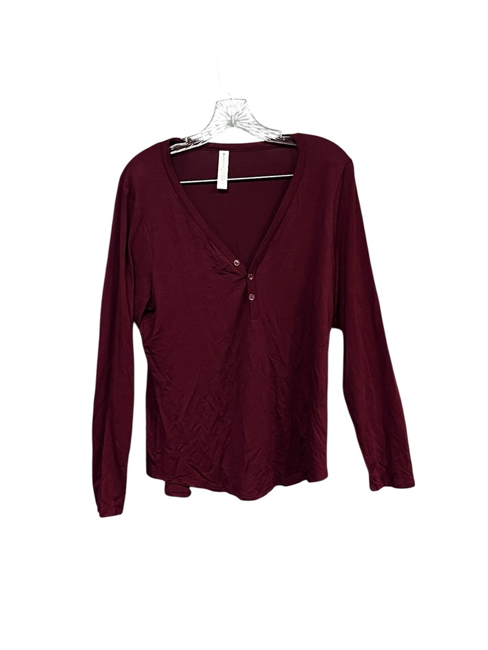 Athleta Nighttime Bliss Sleep Top Women’s L Burgundy Tencel Henley NWT Soft